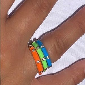 18k Gold filled Colorful Enamel Rings in Blue, Orange and Red